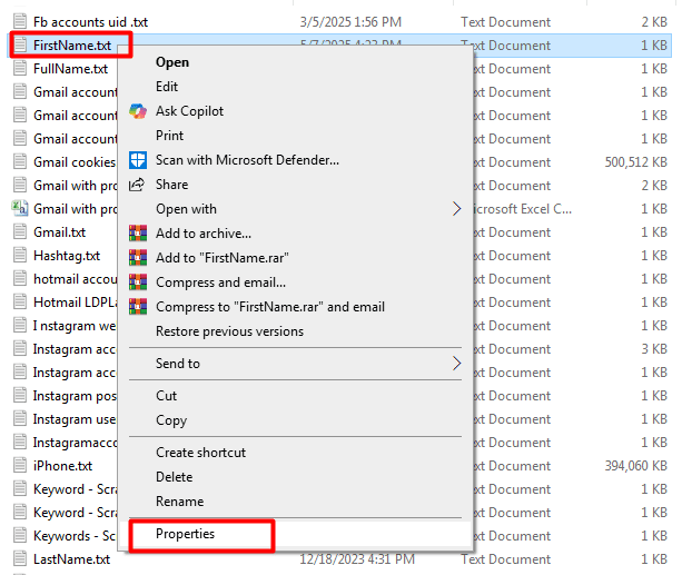 firstname - from file - properties - hotmailcreator