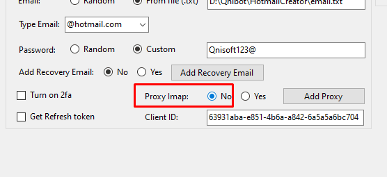 Proxy Imap trong phần mềm tạo Outlook