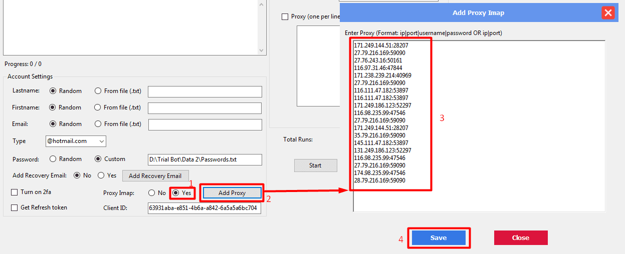 proxy imap - yes- outlook account creator