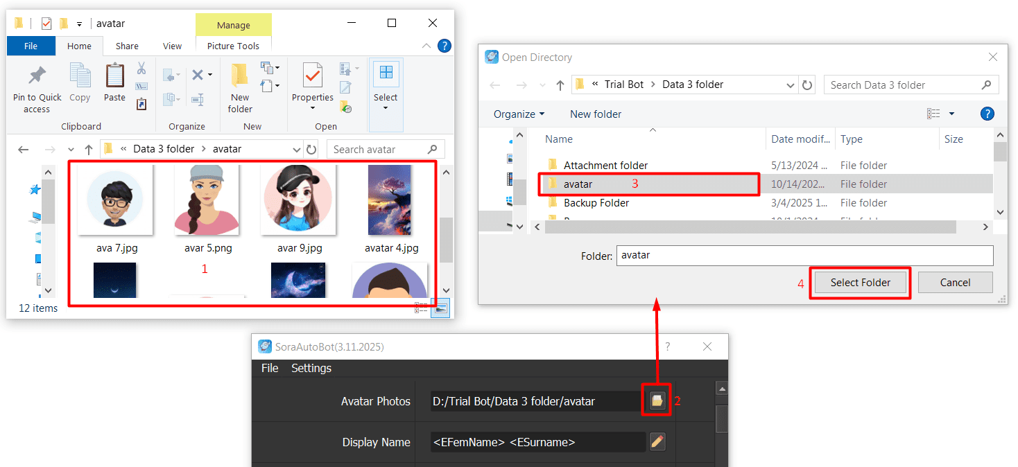 update account info - update avatar - yes - sora software