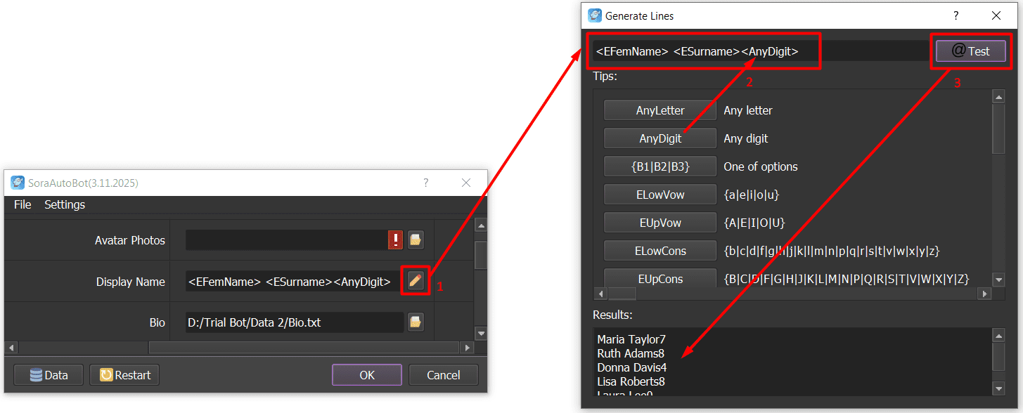 update account info - edit display name - sora software