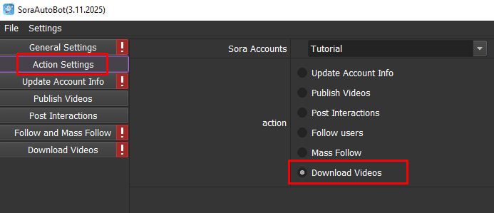 Download video - Phần mềm auto Sora