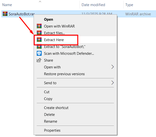 extract file - sora automation software