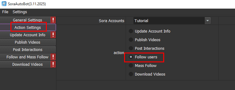Follow Users - Phần mềm auto Sora