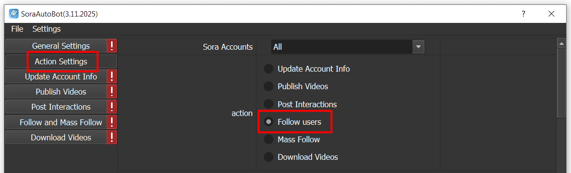 follow users - sora auto tool