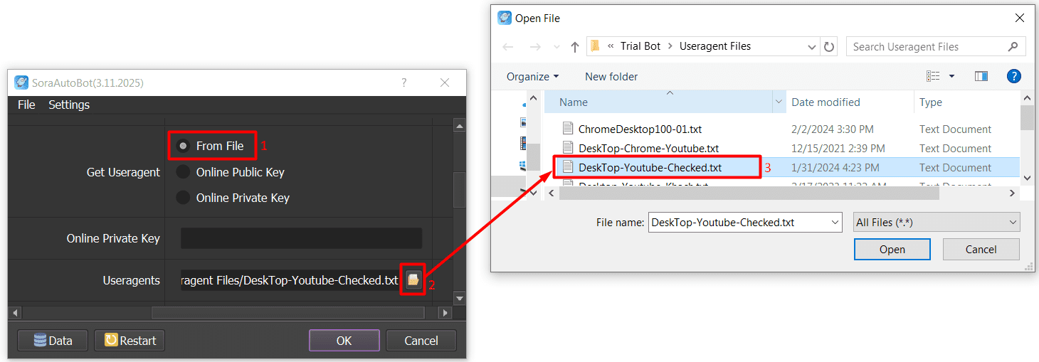 get useragent - from file - sora automation software