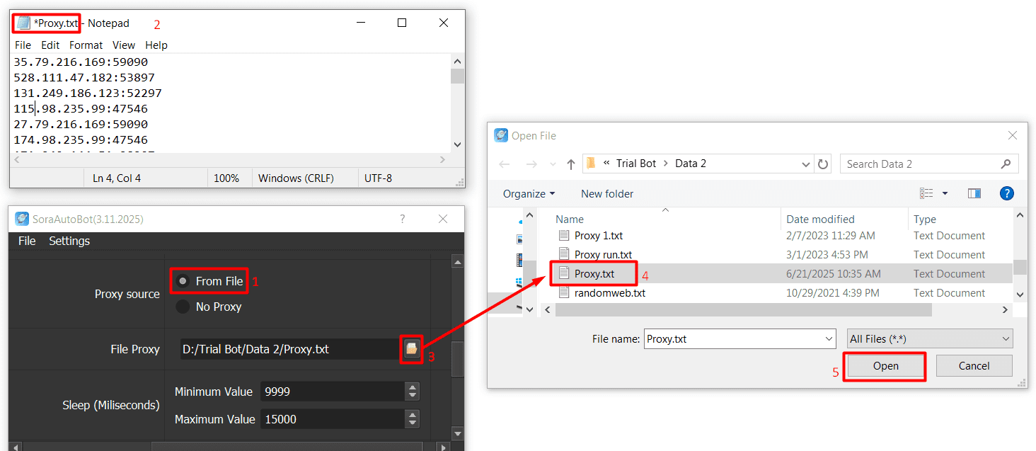 proxy source - from file - sora automation software