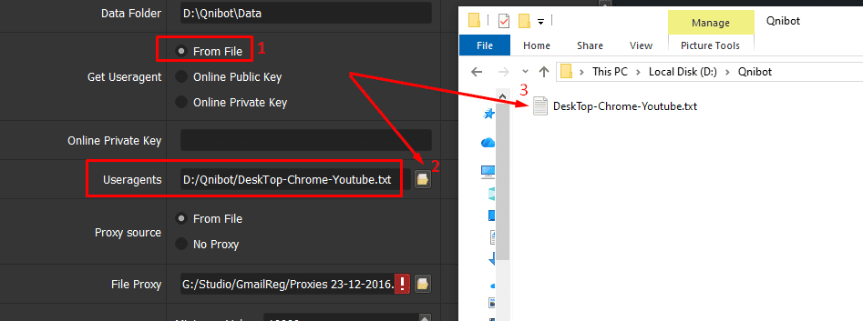 Dẫn file trình duyệt ảo vào phần mềm auto Sora