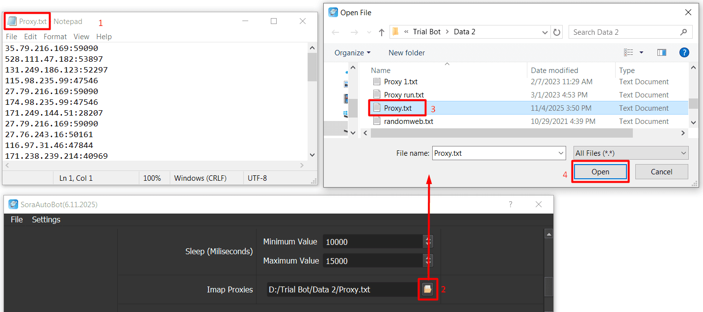Imap Proxies - Sora automation software