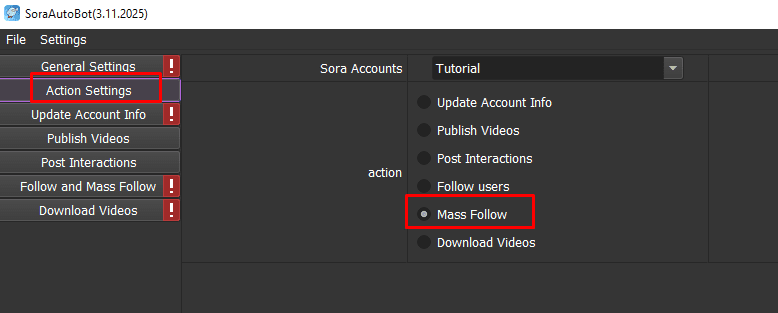Mass follow - Phần mềm auto Sora
