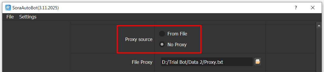 no proxy - proxy source - sora automation software