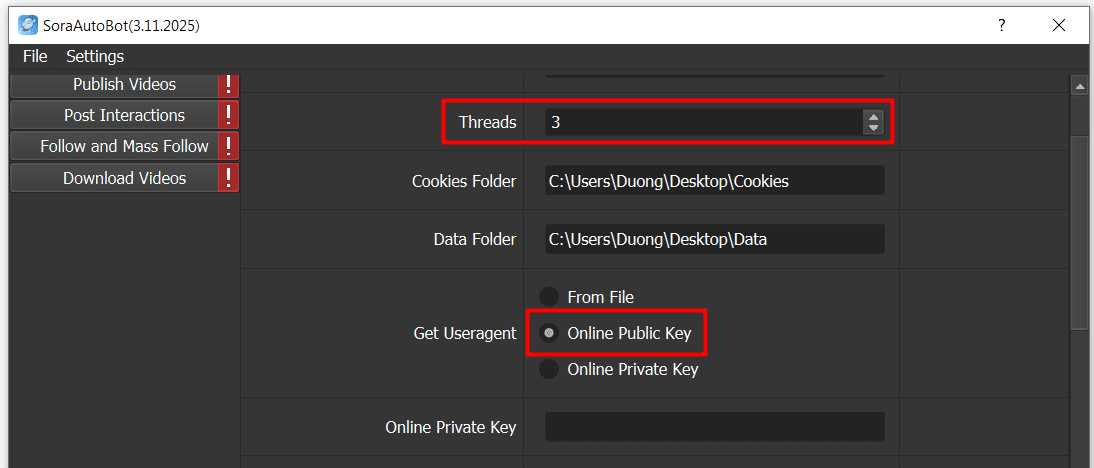 get useragent - online public key - sora automation software