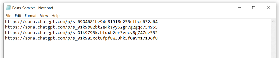 post interactions - links of post - sora auto bot