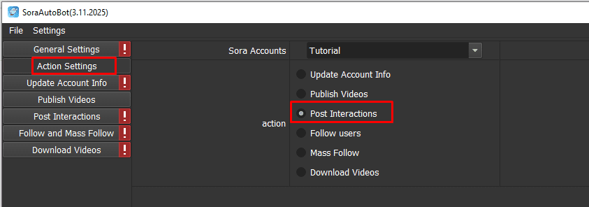 Post Interactions - Phần mềm auto Sora