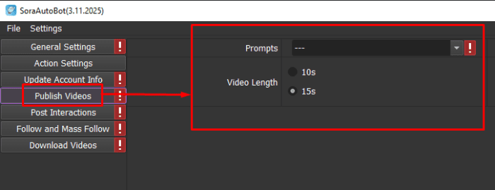 Publish Videos - Phần mềm auto Sora 