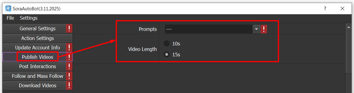 publish video  - sora automation bot
