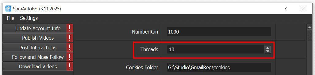 threads - sora automation software