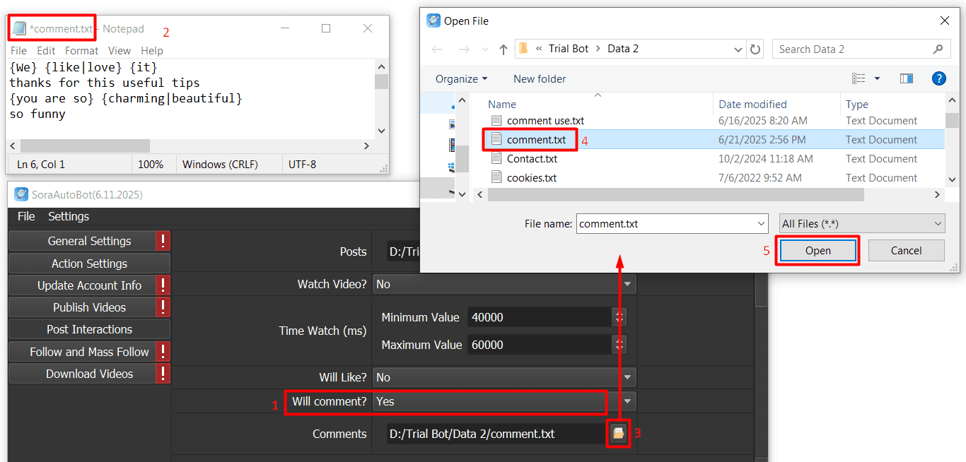 post interactions - will comment - sora auto bot