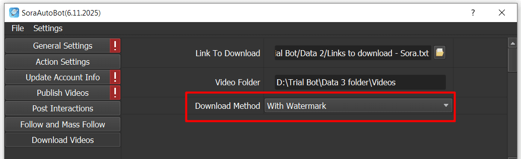 download video - with watermark - Sora automation software